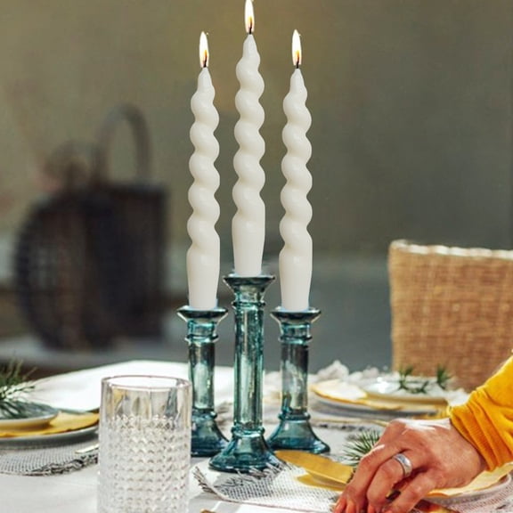Nkmbld Multi-Color Spiral Taper Candles for Home Decoration, Long-Lasting Candlesticks for Christmas Dinner Birthday Party Wedding Holiday Decoration, White