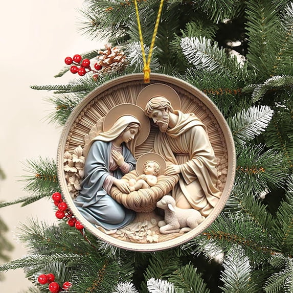 Nkmbld Nativity Christmas Ornaments, Acrylic Hanging Ornament The Birth of Jesus Christian Christmas Decorations, Perfect for Holiday Party, Window, Tree