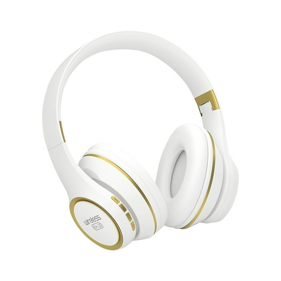 Nkmbld Noise Cancelling Headphones Over Ear Bluetooth Headphones Wireless Headset with Built-in Mic Soft Earmuffs Retractable Support Connecting Audio Cable, White