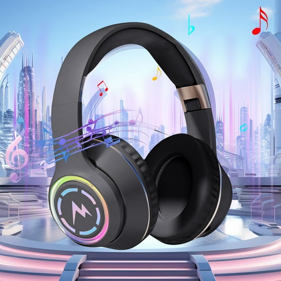 Nkmbld Noise Cancelling Headphones Fully Compatible Gaming Headset Stereo Surround Sound with Built-in Microphone Foldable Headphones Suitable for Laptops PCs and Smartphones Four, Black