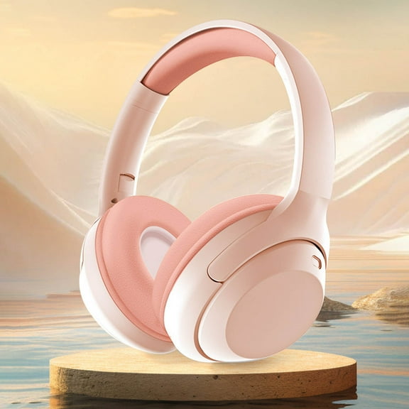 Nkmbld Noise Cancelling Headphones Wireless Headset Foldable Headset Headphones Earphone Pluggable Card Universal, Pink