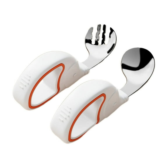 Nkmbld Noodle Scooper Stainless Steel for k Spoon Set Training Complementary Spoon Cutlery Short Handle Learning to Spoon, Dishwasher Safe, White