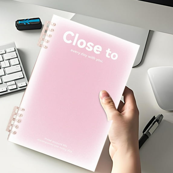 Nkmbld Notebook for Working A5 Horizontal Thickened Coil Notebook Excerpt Colorful Plastic Cover Notebook Writing Paper for Work, Travel and Notes, Pink