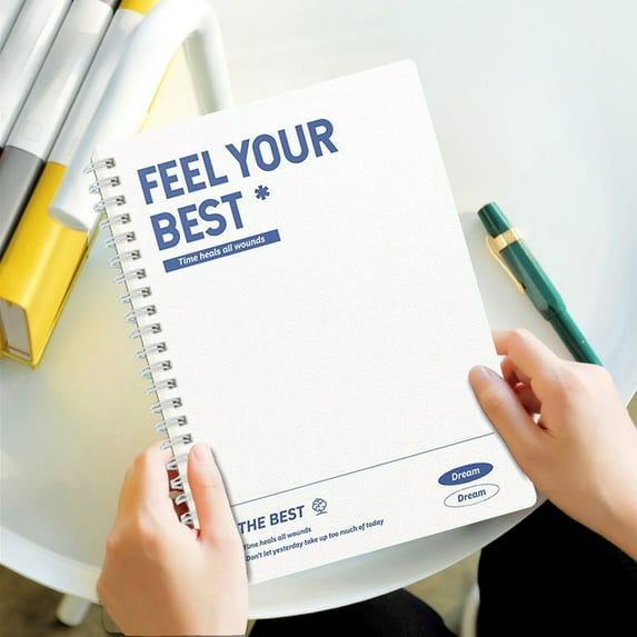 Nkmbld Notebooks for Work B5 Horizontal Thickened Coil Notebook Excerpt Colorful Plastic Cover Notebook Quality Writing Paper for Work, Travel and Notes, White