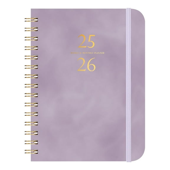 Nkmbld Notebooks for Work Schedule Book A5 Coil Notebook Leather Strap Notebook Self-Discipline Card Printing Book for Work, Travel and Notes, Purple