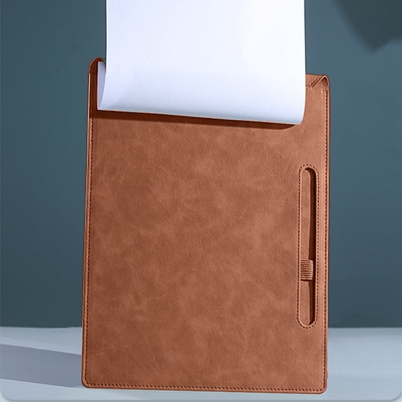 Nkmbld Office File Folders A4 Board Clip File Clip Board Clip Meeting Record Drawing Writing Pad A5 Data Folder Menu Clip Leather Writing Tablet, Brown