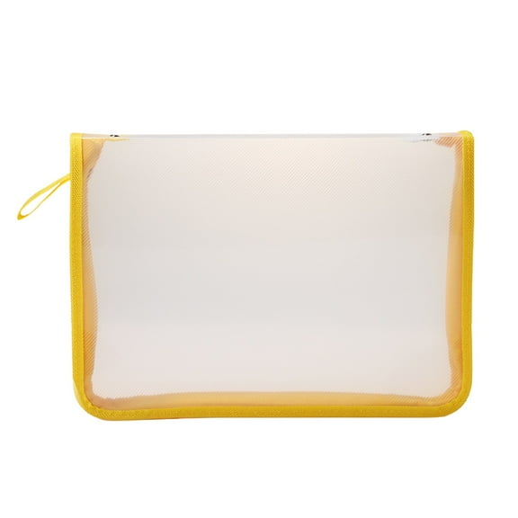 Nkmbld Office File Folders Transparent Twill Zipper Bag Folder A4 Data Zipper Bag File Organizer Bag, Fit Letter Size Paper, Yellow