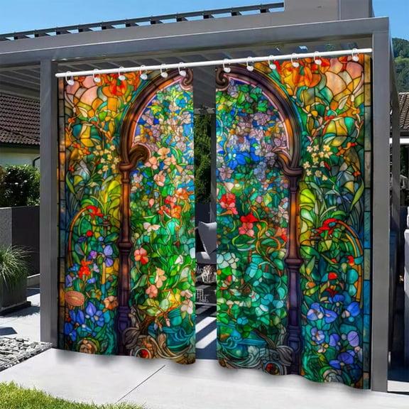 Nkmbld Outdoor Curtains Rod Pocket Drapes for Living Room Bedroom Window Glass Door Waterproof Outdoor Curtain Sunshade Curtain Garden Decoration