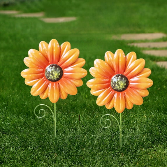 Nkmbld Outdoor Garden Statues Floral Garden Stake Iron Art Ornament Sunflower Insert Decor for Garden Yard Patio and Courtyard Saving Gardening Accessory for Outdoor Spaces Present for Any