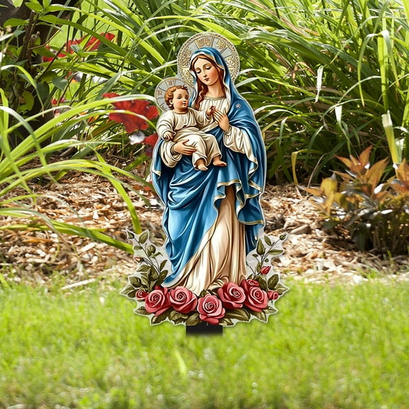 Nkmbld Outdoor Garden Statues, Mother's Day Mother and Child Acrylic Garden Pile Outdoor Decoration Flower Pot Decoration Floor Insertion, Unique Housewarming, Birthday, Thanksgiving, Mom Gifts