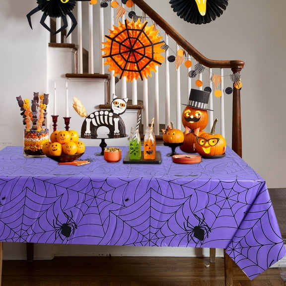 Nkmbld Outdoor Square Tablecloth Halloween Decoration Tablecloth Length Halloween Tablecloth for Party Picnic Dinner Decor, Purple