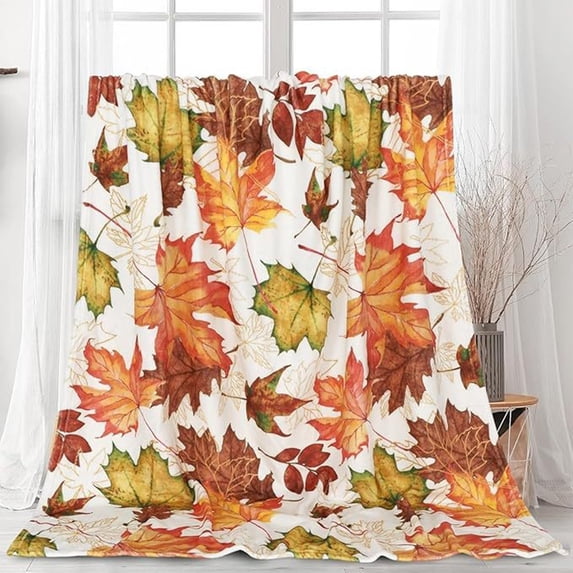 Nkmbld Oversize Thanksgiving Flannel Throw Blanket, Microfiber Decorative Blanket for Chair Sofa Bed Camping, Fall Harvest Gifts for Women