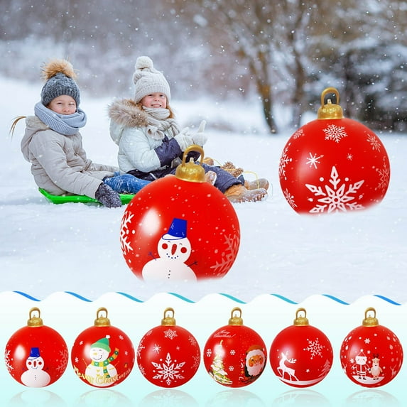Nkmbld Oversized Christmas Ornaments 60cm Inflatables Xmas Blow Up Decorated Ball for Holiday Indoor Outside Yard Lawn Porch Decor