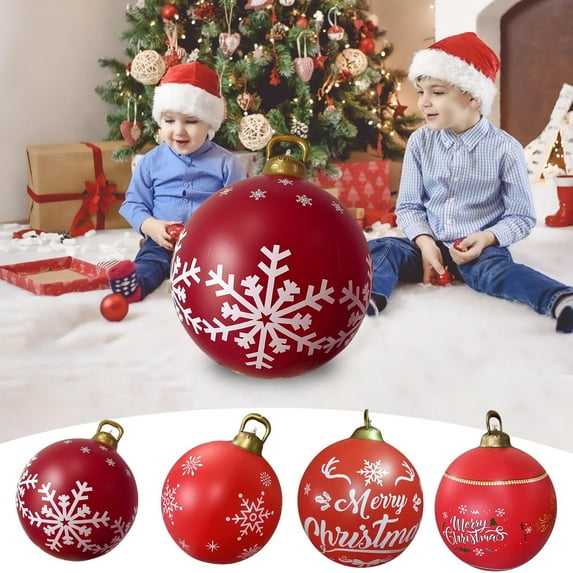 Nkmbld Oversized Christmas Ornaments 60cm Inflatables Xmas Blow Up Decorated Ball for Holiday Indoor Outside Yard Lawn Porch Decor