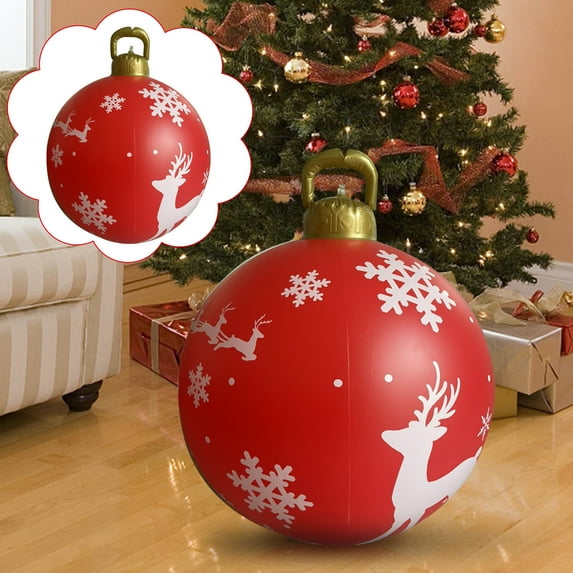 Nkmbld Oversized Christmas Ornaments 60cm Outdoor Christmas Ball Pvc Inflatable Decorated Ball for Xmas Porch Lawn Yard Holiday