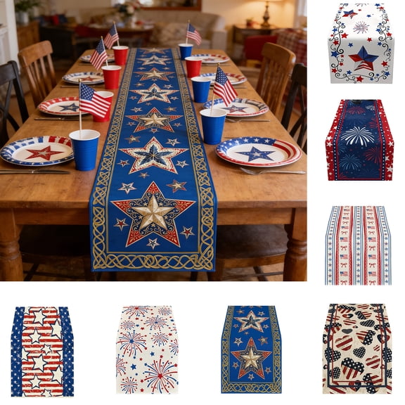 Nkmbld Patriotic Table Runner, Independence Day Table Runners Decoration Home Kitchen Dining Holiday Farmhouse Fireplace Cabinet Table Cloth Decor