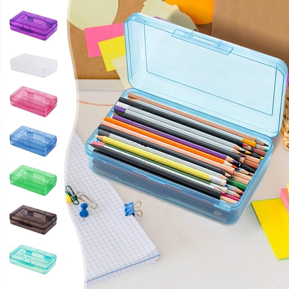 Nkmbld Pencil Box Large Capacity Clear Pencil Case with Snap-tight Lid Stackable Design and Stylish Office Supplies
