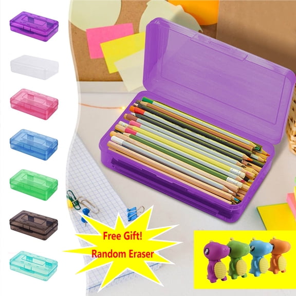 Nkmbld Pencil Box Large Capacity Clear Pencil Case with Snap-tight Lid Stackable Design and Stylish Office Supplies
