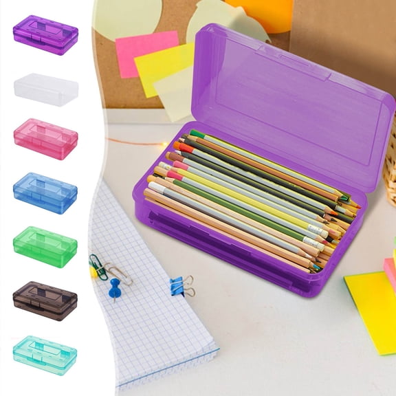 Nkmbld Pencil Box Large Capacity Clear Pencil Case with Snap-tight Lid Stackable Design and Stylish Office Supplies