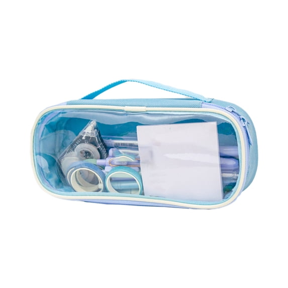 Nkmbld Pencil Case Large Capacity Pencil Pouch with Zipper and Clear Window, Portable Pencil Pouch Makeup Bag for Office
