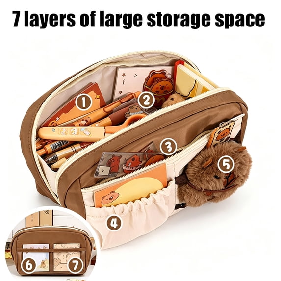 Nkmbld Pencil Pouch Large Capacity Pencil Case with Zipper, Multiple Pockets, Large Storage Organizer for Stationery, Cute Pencil Bag for Office