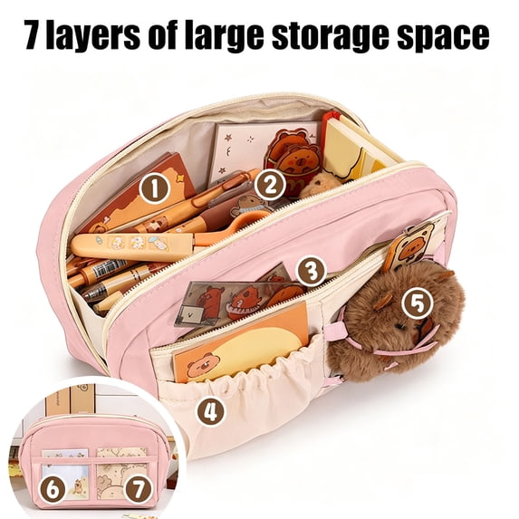 Nkmbld Pencil Pouch Large Capacity Pencil Case with Zipper, Multiple Pockets, Large Storage Organizer for Stationery, Cute Pencil Bag for Office