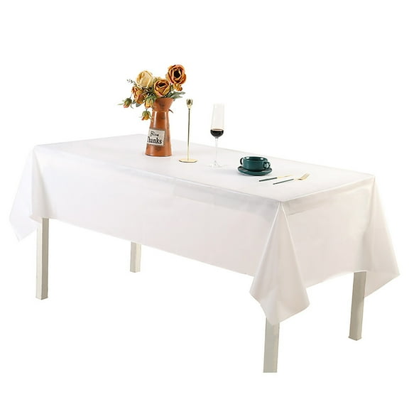 Nkmbld Picnic Table Cloth Beautiful Plastic Tablecloth, Disposable Table Cover for Wedding, Kitchen, Outdoor Picnic, Party, White
