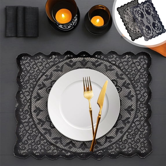 Nkmbld Place Mats for Dining Tables, Lace Placemats Heat Resistant Washable Table Mats for Kitchen Dining Party Natural Table Decor