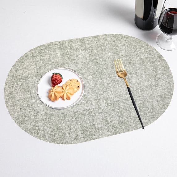 Nkmbld Placemats for Dining Table, Oval Cloth Grain Leather Placemats Heat Resistant Washable Table Mats for Kitchen Dining Party Natural Table Decor