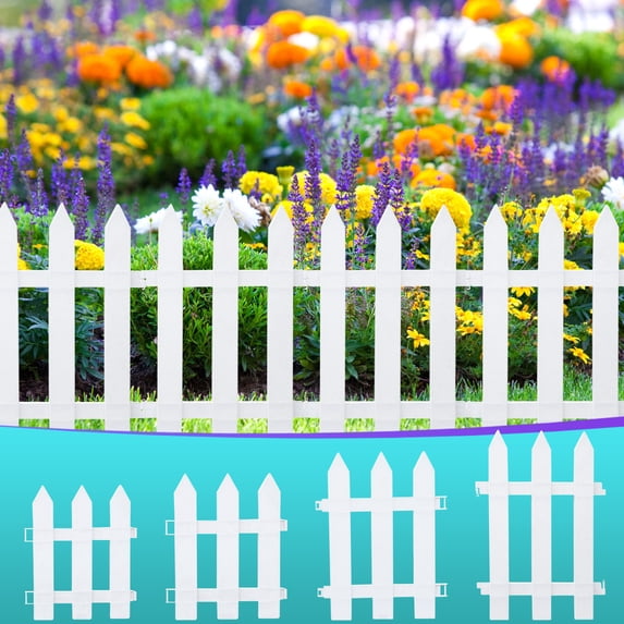 Nkmbld Plastic Garden Fence Border, Decorative Mini Picket Fence for Small Flower Path Tree Yard Pet Barrier, Lightweight Decorative Landscape Edging Panels