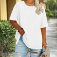 thumbnail image 1 of Nkmbld Plus Size Summer Tops for Women, Oversized Round Neck Short Sleeved T-Shirts Casual Loose Fit Blouses, White, Size XL-5XL, 1 of 7