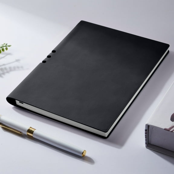 Nkmbld Pocket Notebook Solid Color Diary Thick Work Notebook A5 Perforated Notebook 200 Pages, Suitable for Work, Travel and Notes, Black