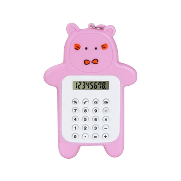 Nkmbld Pocket Size Calculator Cute Bear Calculator, 8-Digit LCD Display, Auto Power Off, Small Calculator Standard Function Electronics, Pink