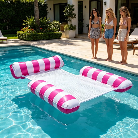 Nkmbld Pool Floats Adult, Thickened Inflatable Pool Rafts Chairs with Mesh Seat, Hammock Noodles Lounger for Summer Water Party Lake Beach