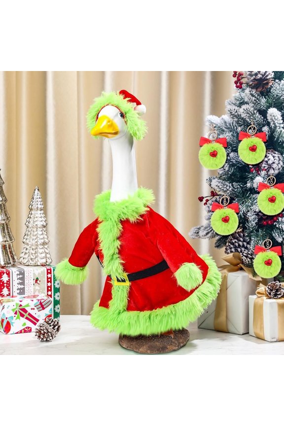 Porch Goose Clothes Christmas Party Porch Decor Set 23-inch Christmas Holiday Winter Decor Set Lawn Porch Goose Clothing for Patio Yard Decor