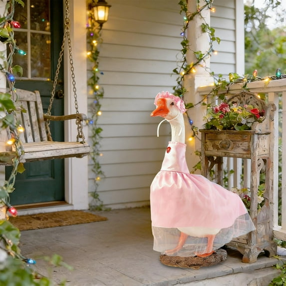 Nkmbld Porch Goose Outfits 23 in Porch Gooses Clothes Green Plants Gardening Style Shawl Scarf Gooses Statue Lawns for Patio Yard Decor