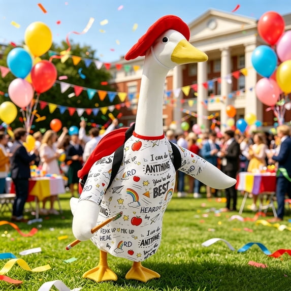 Nkmbld Porch Goose Decor, Cute and Fun Porch Goose Clothes for Cement Plastic Goose Statue, Lawn Goose Costume for Outdoor Patio Yard Decoration