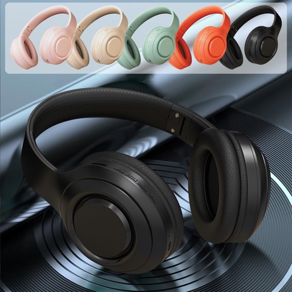 Nkmbld Portable Bluetooth Headphones 5.0 Subwoofer Head-Mounted Foldable Headphones Built-in Mic Wireless Call Folding Stereo Noise Cancellation Over Ear Soft Earmuffs Headset, Black