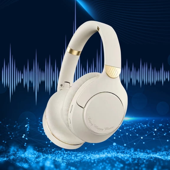 Nkmbld Portable Bluetooth Headphones New Wireless Bluetooth Earphones Foldable Head Mounted Earphones Heavy Long Battery Life Gaming Earphone, Beige