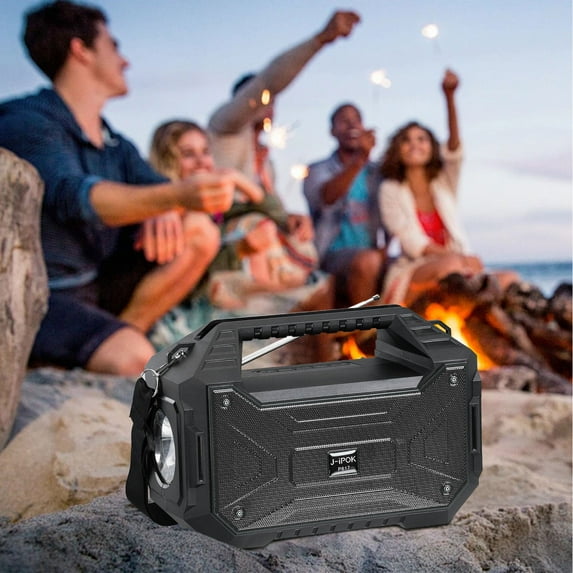 Nkmbld Portable Bluetooth Speaker Wireless Card Radio Portable Outdoor Large Flashlight Solar Audio, Black