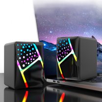 Nkmbld Portable Bluetooth Speakers Light Emitting Computer Speaker USB Mobile Phone Laptop Desktop Mini Speaker Hifi Stereo Sound Wired Subwoofer, Black