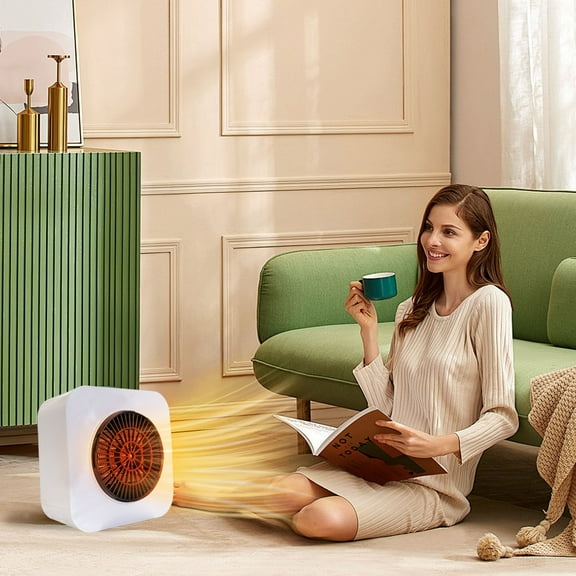 Nkmbld Portable Electric Space Heater with Thermostat, Winter Warm Heater Household Automatic Shaking 2000w High-Power Wall Mounted Cycle Heater, White