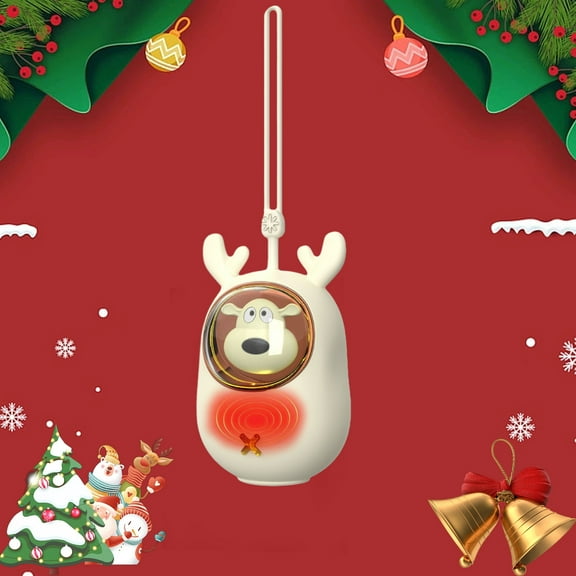 Nkmbld Portable Hand Warmer Christmas Deer Modelling Fast Heating Hand Warmer with LED Light, Winter Gifts for Men Women, Beige