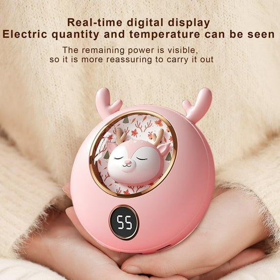 Nkmbld Portable Pocket Heater, Cute Pet 2-in-1 Quick Charge Hand Warmer for Outdoor Indoor, Warmer Gift for Christmas, Golf, Camping, Pink