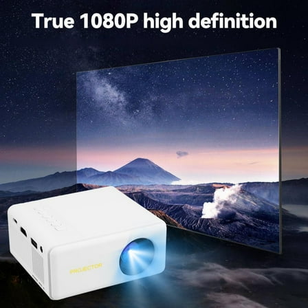 Nkmbld Portable Projector, High-Definition Mini Ceiling Projector Compatible with HDMI/USB/iOS/Android/Windows for Home Entertainment