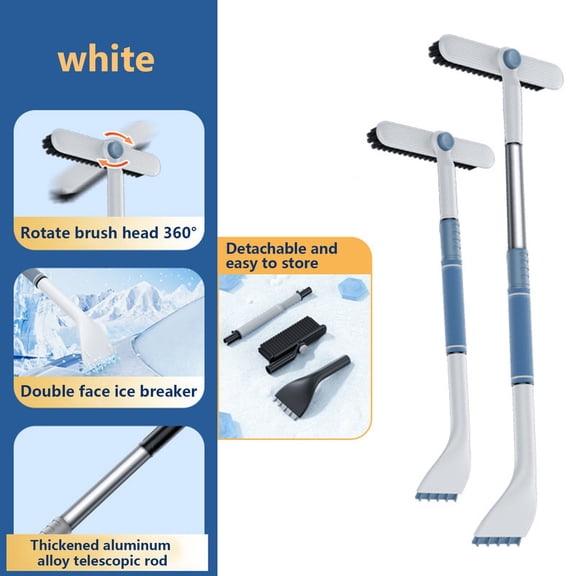 Nkmbld Portable Snow Shovel for Car, Ice Scrapers for Car Windshield Extendable, Detachable Telescopic Snow Brush for Driveway Car Home Garage, White