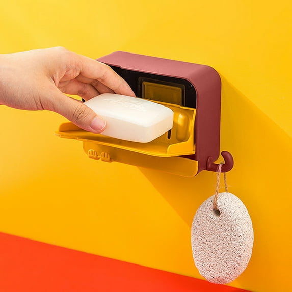 Nkmbld Portable Travel Soap Box, Leakproof Soap Container with Lid, Shatterproof Travel Soap Holder for Bathroom, Gym, Camping, Vacation, Red