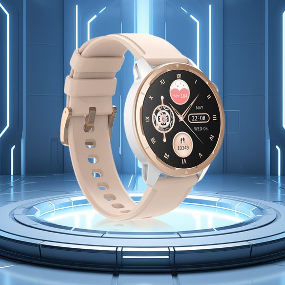 Nkmbld Portable Wristwatches 1.39-inch High-Definition Screen Intelligent Reminder Magnetic Suction Charging Long Battery Life Waterproofs Smartwatch, Gold