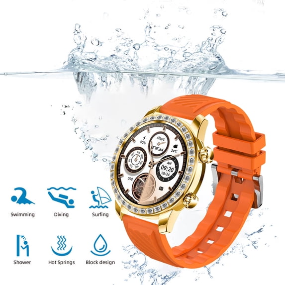 Nkmbld Portable Wristwatches High Precision Smartwatch Two Watch Bands Bluetooth HD Call Intelligent Voice Control Sports Watch, Orange
