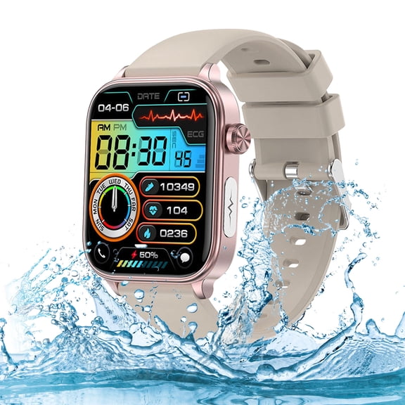 Nkmbld Portable Wristwatches Watch Bluetooth Talk Heart Meter Step Distance Voice Assistants Bracelet Sports Watch, White